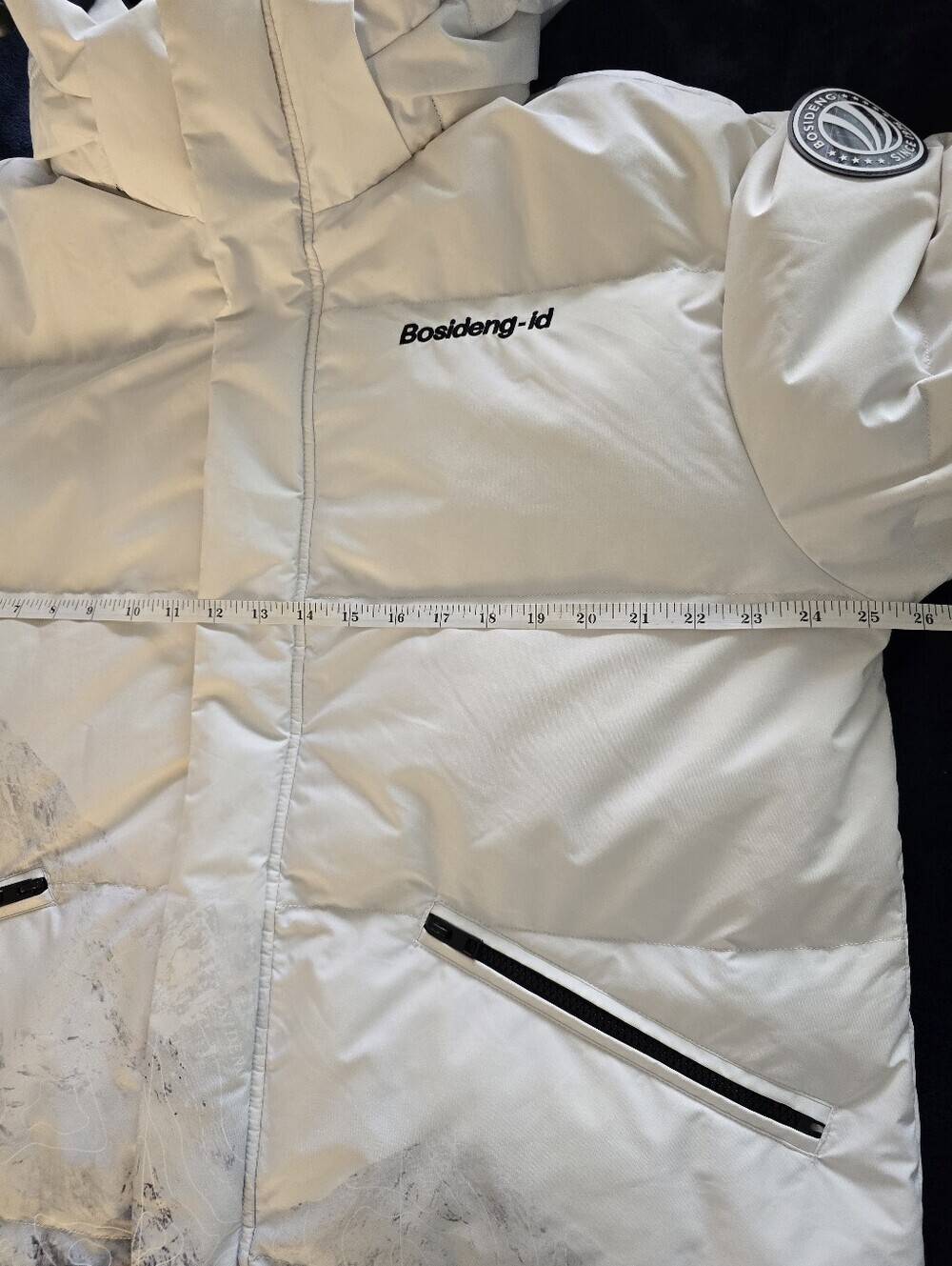 Bosideng Gradient Mountain Print Hooded Puffer Coat White/Black Size XL Unisex - Picture 12 of 16